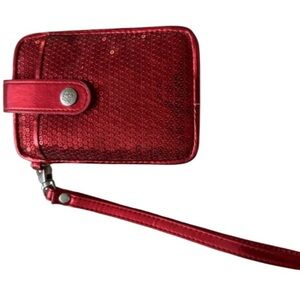 New York & Company red sparkly wristlet.